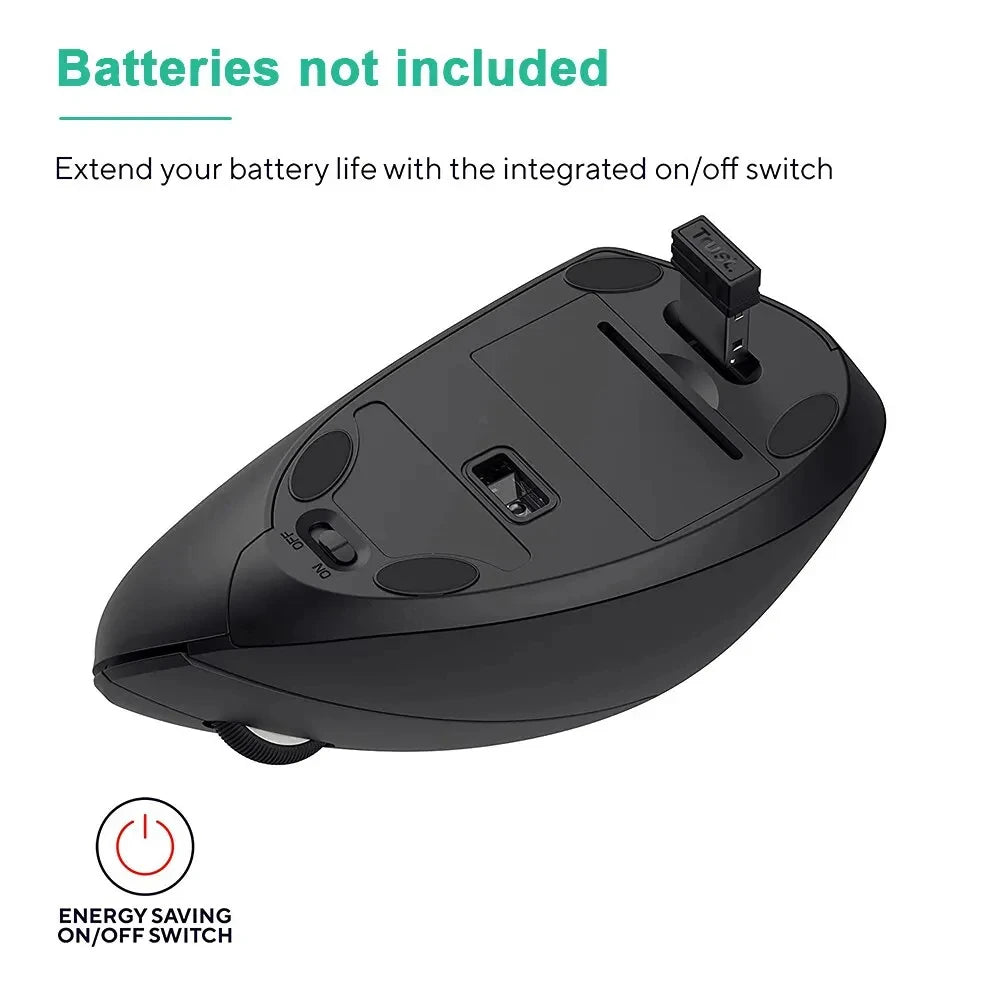 Ergonomic Vertical Wireless Mouse – 2.4GHz, 3 Adjustable DPI & 6 Buttons for Laptop & PC