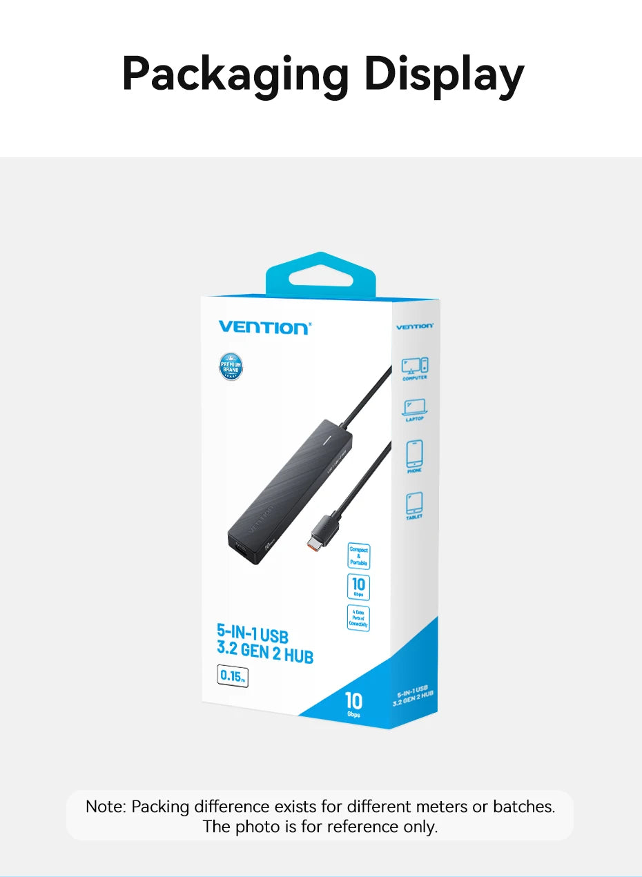 USB 3.2 Gen2 Hub – 5-Port 10Gbps USB-A & USB-C Multiport Adapter for MacBook, iPad & Laptop