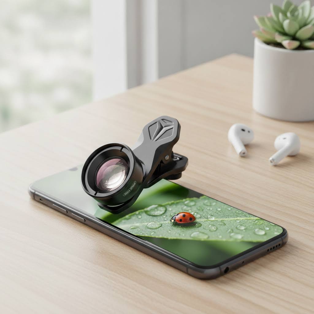 APEXEL 100mm Macro Phone Lens — 4K HD with Optional CPL & Star Filter for iPhone & Android